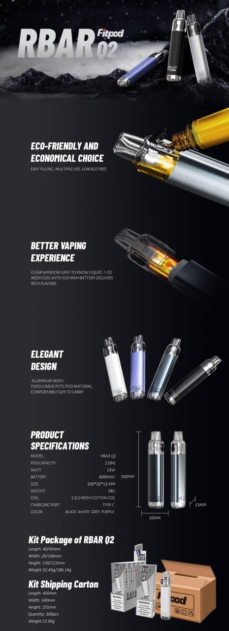 【果汁公園】FITPOD RBAR Q2 質感在線 可重複注油一次性 ❀